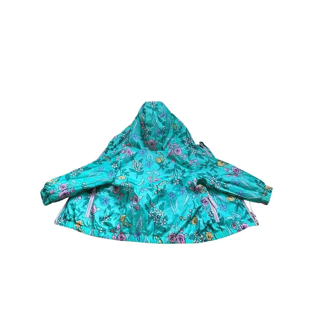Cat & Jack Girls Toddler Rain Coat Jacket Green with Flower Design Size 18M - Picture 8 of 8